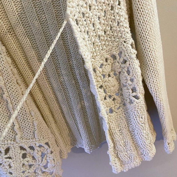 J. Jill 90s Cream Open-Knit Cardigan Cottagecore Handknit Coastalgrandma - Picture 7 of 8